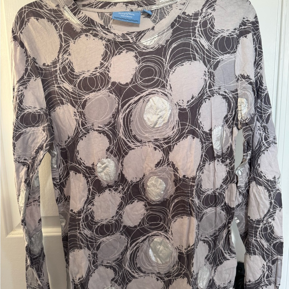 Simply Vera Vera Wang Metallic Circle Long Sleeve Top